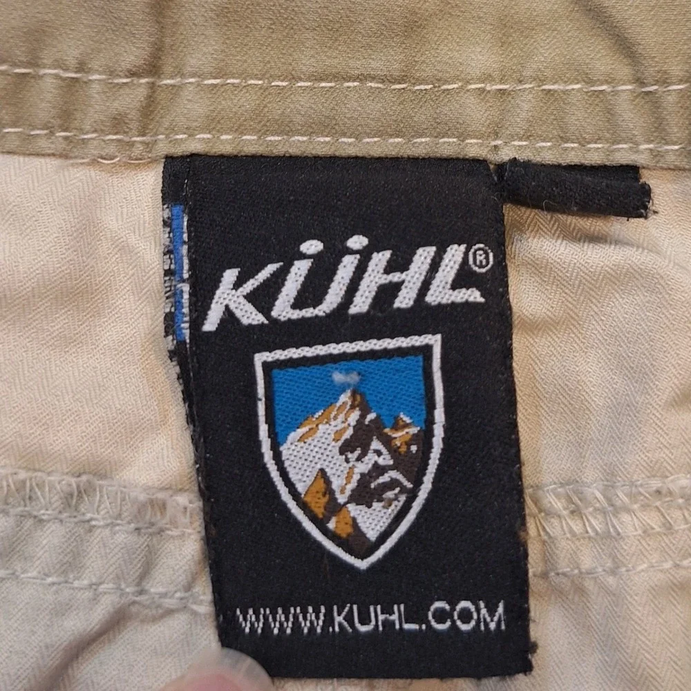 Kuhl Cargo Shorts Mens 36 Khaki Tan KuhlDry Hiking Outdoor Utility Trekking Camp